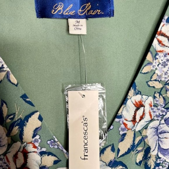 Francesca's Blue Rain Opaline Floral Dress - Blue/Red/White on Green - M - Picture 8 of 10